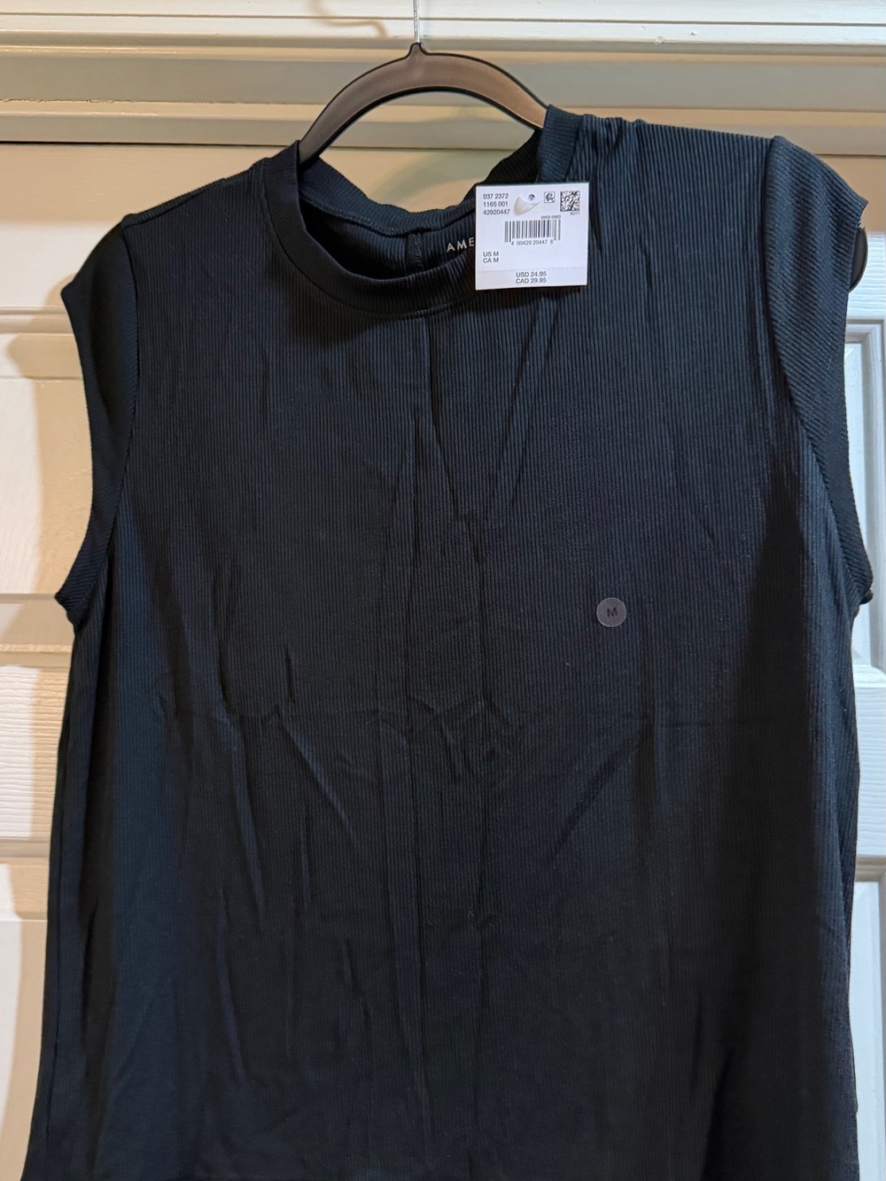 American Eagle Sleeveless Ribbed Tank Top - Black NWT